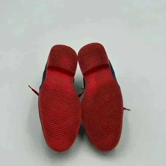 Custom Made Blue Suede Wingtip Men’s Shoes with Red Soles & Laces | Size 9 - Picture 9 of 10